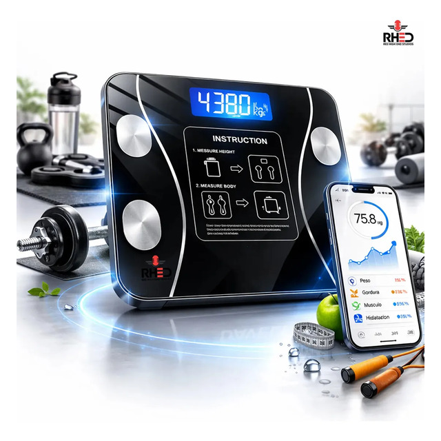 Balança Digital Bioimpedância Bluetooth Corporal Aparelho Alta Capacidade App Gratuito Par... Balança Digital Bioimpedância Bluetooth Corporal Aparelho Alta Capacidade App Gratuito Par...