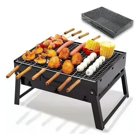 Asador Plegable Parrilla Carbón Grill Cocina Bbq Portátil Móvil Cocina Color Negro