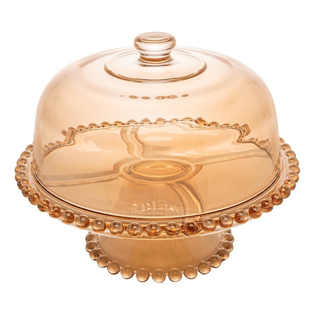Prato Para Bolo Pearl Cristal Âmbar 31cm X 25cm Wolff Prato Para Bolo Pearl Cristal Âmbar 31cm X 25cm Wolff