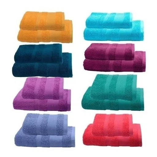 Juego De Toalla Y Toallón Arco Iris 500 Gr Algodón Peinado
