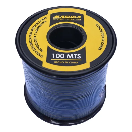Cable Electrico Thw 100 Metros 20awg 100% Cobre Moto/auto Cubierta Azul