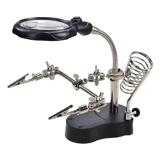 Lupa Soporte Luz Led Pinza Soporte Cautin Manos Ayudantes
