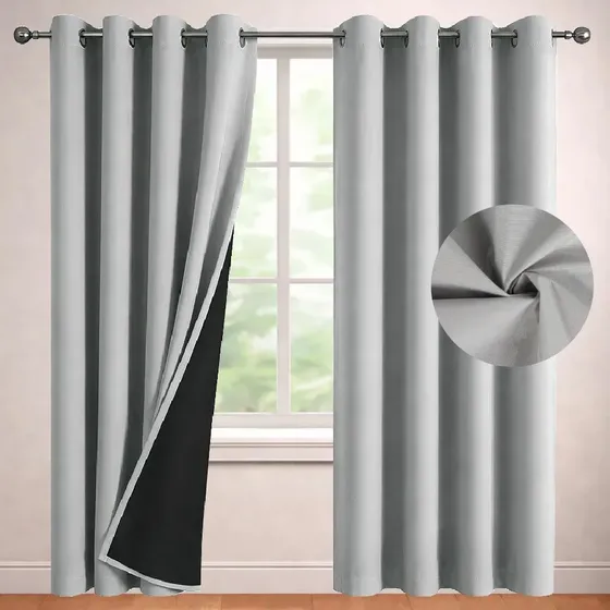 Cortina Blackout 100% Casatua Set de 2 Paños 220x135cm Tela Engomada - Gris Claro