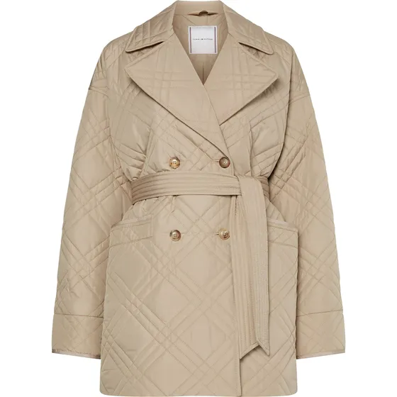 Gabán Beige Acolchado De Corte Amplio Para Mujertommy Hilfiger
