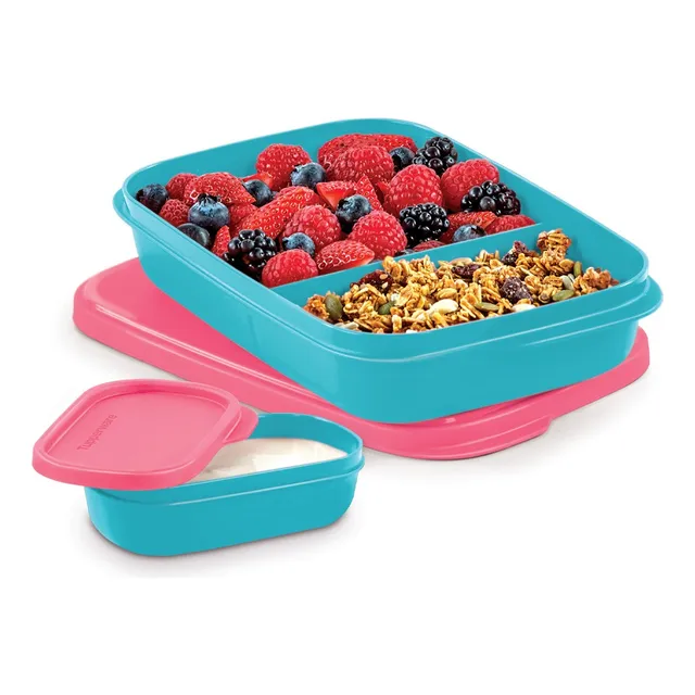 De Recipiente Con Divisiones Tupperware 2 Color Azul Acero