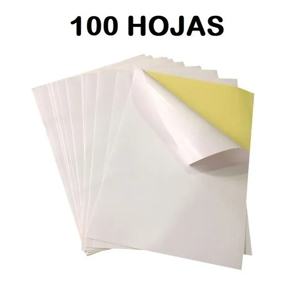 Papel Autoadhesivo Calcomania Etiqueta Tamaño Carta 100 Hoja