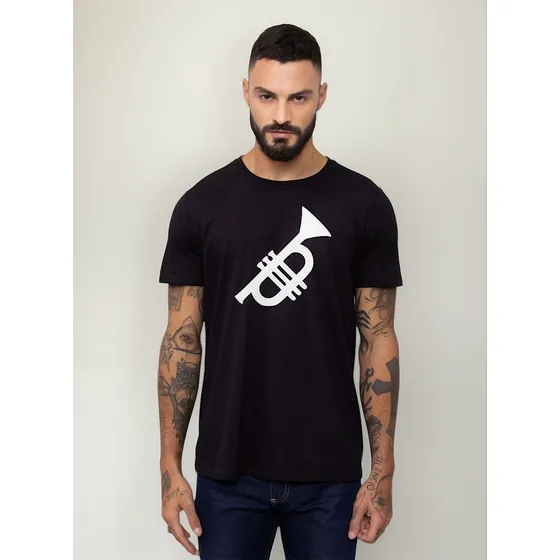 Camiseta Trompete Musica Jazz Classica Camisa Algodão