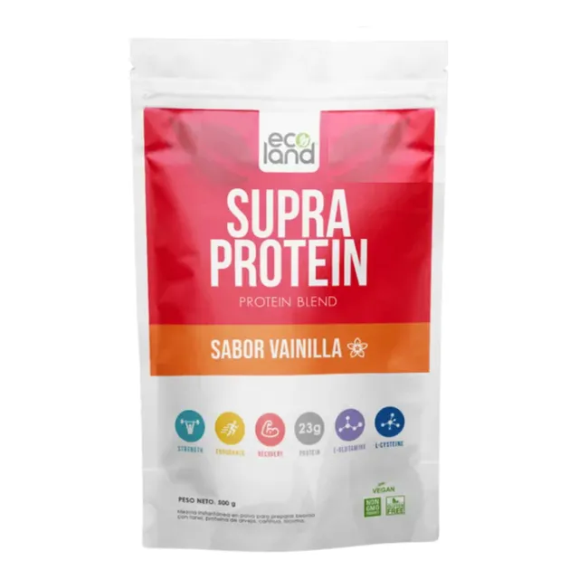 Proteina Vegetal Supra Protein Ecoland 500gr Sin Gluten Sabor Vainilla