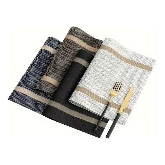 Individual De Mesa Vinilico Elegante Rectangular Set X6 Color Azul