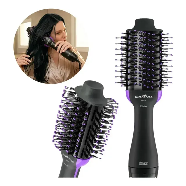 Escova Britânia Soft BES35 Bivolt 1300W Alisadora Modeladora Secador 4 em 1 Alta Potência