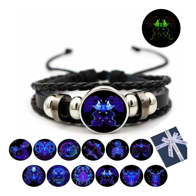 Pulsera Manilla Brazalete Cuero Signos Zodiaco Hombre Mujer