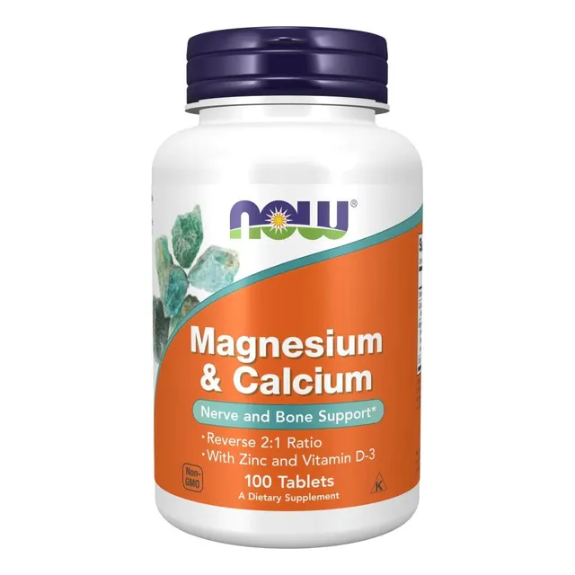Now Foods - Magnesio Y Calcio - 100 Tabletas Sabor Sin Sabor