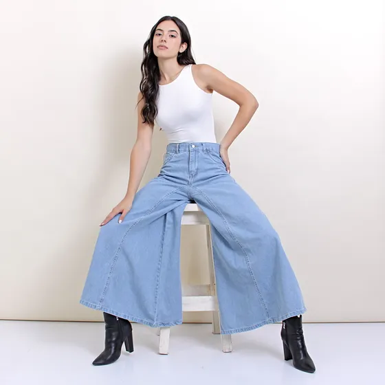 Pantalon Zaira Jeans Palazzo Oversize De Mujer