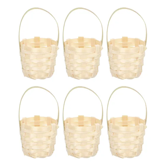 Cesta Pequeña De Mimbre Tejida De Bambú, Portátil, 6 Unidade