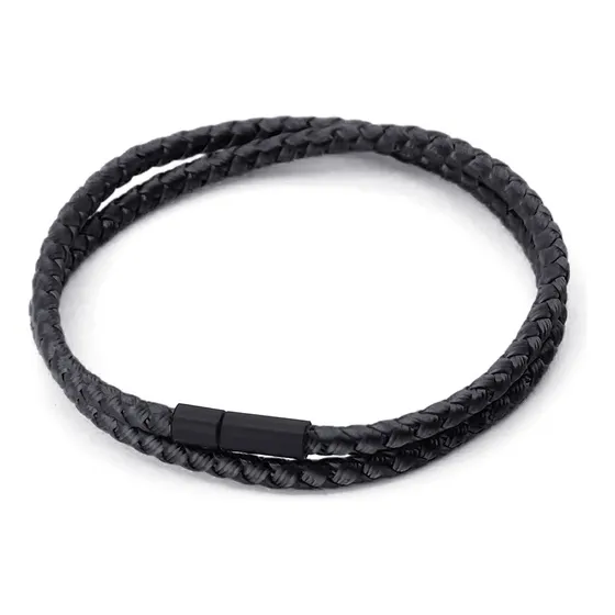 Pulsera Cuero Hombre Brazalete Pulseras Negro Larga Mujer