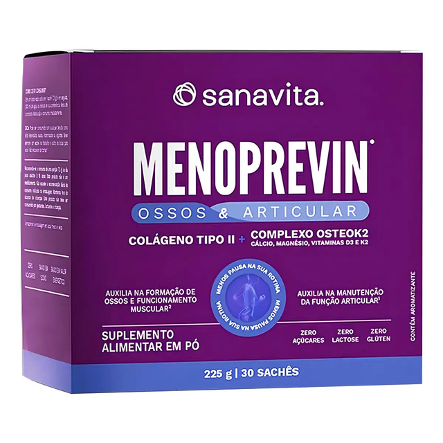 Colágeno Tipo 2 Sanavita Menoprevin 30 Sachês Sabor Baunilha Colágeno Tipo 2 Sanavita Menoprevin 30 Sachês Sabor Baunilha