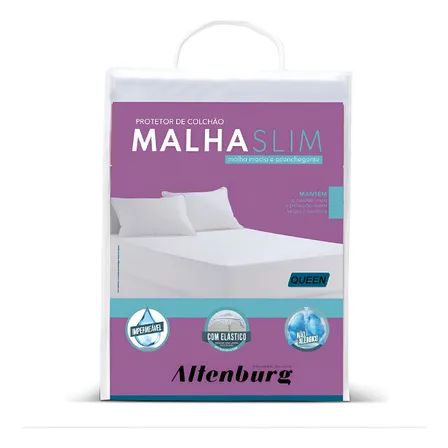 Protetor De Colchão Impermeável Malha Slim Queen Altenburg Branco Liso