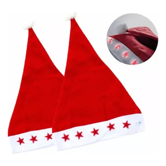 Gorro Viejo Pascuero Con Luz Led Pack 6 - Viejito Pascuero