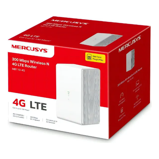 Router Inalámbrico Mercusys Mb110-4g Sim 4g Lte De 300mbps Wi-fi Wan/lan Color Blanco