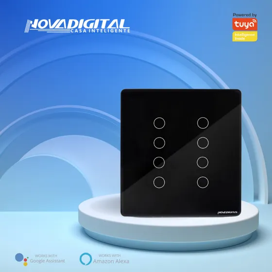 Interruptor Inteligente Touch 8 Botoes 4x4 Wi-fi Tuya Alexa