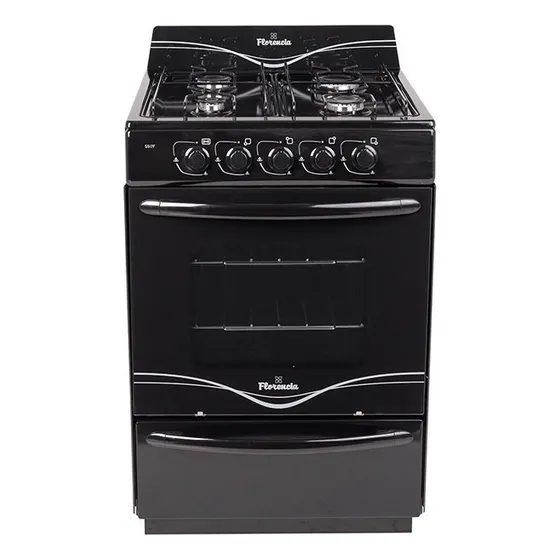 Cocina Florencia Recta 5517f A Gas Con Puerta Con Visor Color Negro