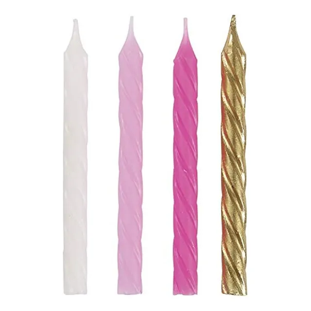 Velas En Espiral Para Fiesta De Cumpleaños En Rosa, Blanco Y
