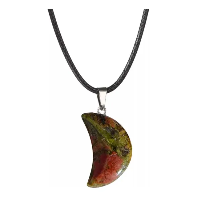 Collar De Cuarzo Forma De Luna  Con Cordón
