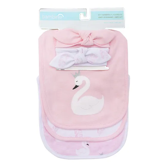 Set Baberos + Cintillos Niña Cisne Bambino
