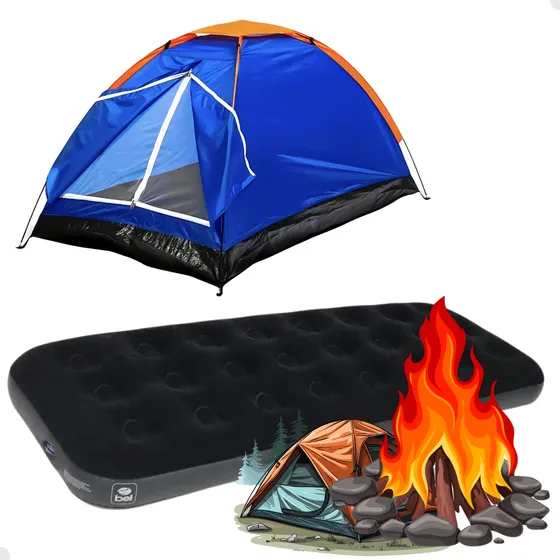 Kit Camping Barraca Cabana Colchão Inflável Impermeável