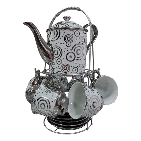 Juego De Tazas Y Tetera Cerámico Elegante 