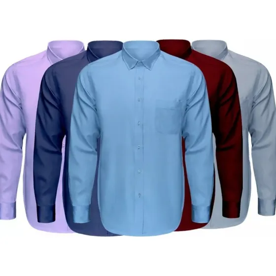 Kit 5 Camisa Social Manga Longa - Não Amassa Microleve