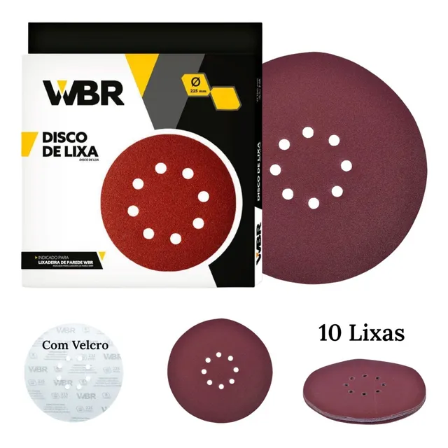 10 Disco Lixa Lixadeira Parede 225mm Wbr Wagner Vonder Lynus