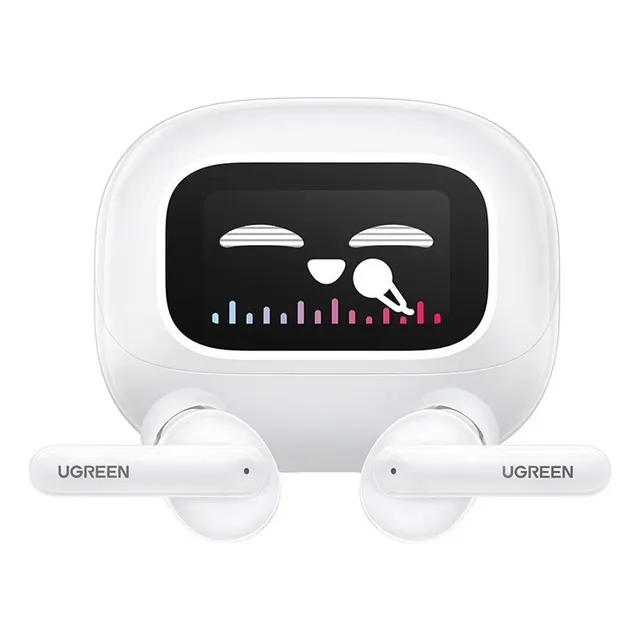 Auriculares Bluetooth Ugreen Tws Anc 52db con pantalla LCD en color blanco