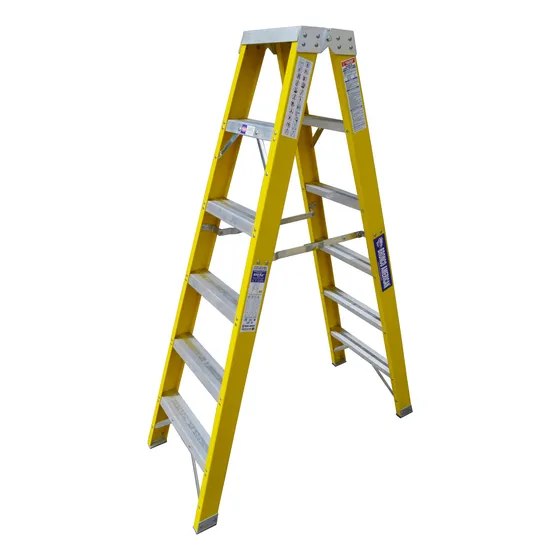 Escalera Fibra De Vidrio Tijera Doble Ascenso De 6 Pasos