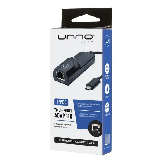 Hub Adaptador Usb-c (m) A Rj45 (h) Unno Usb 3.0 Gigabit
