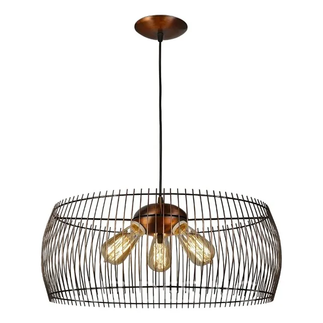 Colgante 3 Luces Jaula Vintage Cobre Viejo Moderna 50cm