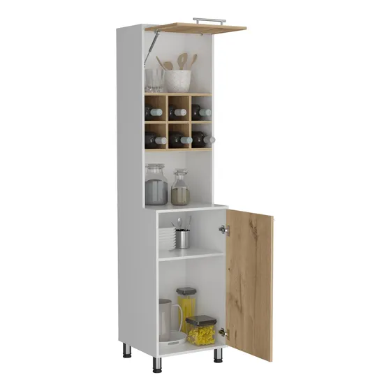 Mueble Alacena Attica Rta 204x50x49 Rta Color Duna/Blanco
