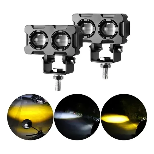 Par Faro Led Doble Lupa Carro Moto Iluminación Auxiliar