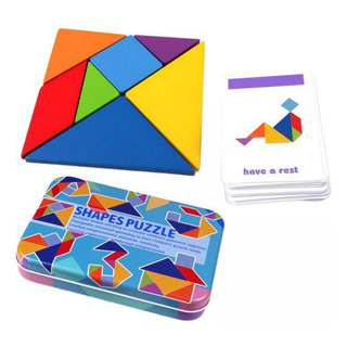 2 Crianças De Viagem De Madeira Tangram Puzzle Padrão 2 Crianças De Viagem De Madeira Tangram Puzzle Padrão