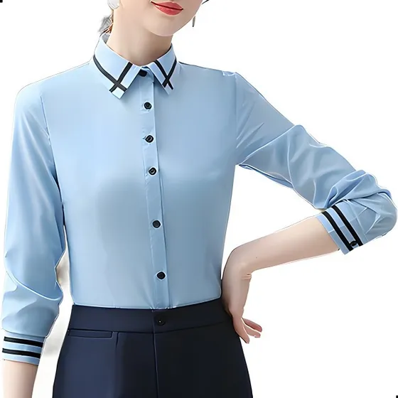 Camisa Formal Profesional De Manga Larga Slim Para Mujer