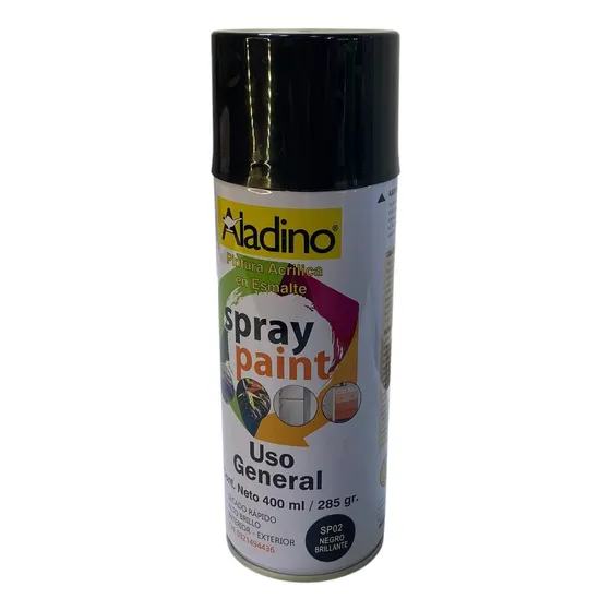 Pintura Acrilica Spray Aladino Sp02 Negro Brillante