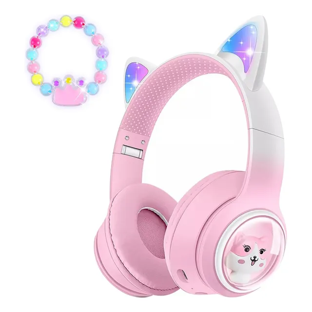 Audifono Oreja De Gato Bluetooth Luz Led Diadema Niño 400mah