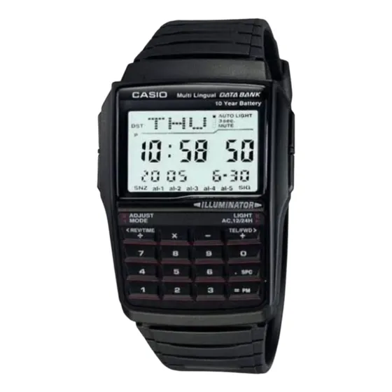 Reloj Casio Calculadora Dbc-32-1adf Luz / Alarma /cronómetro Negro Negro Gris