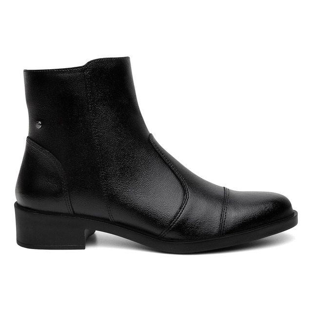 Bota Feminina Couro Vittal Cano Médio Zíper Lateral Preta Bota Feminina Couro Vittal Cano Médio Zíper Lateral Preta