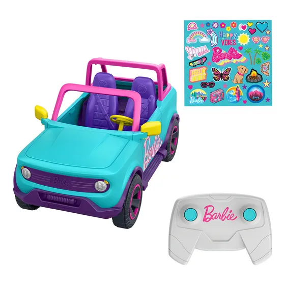 Hot Wheels Barbie Rc Suv Y Calcomanías, Puede Sostener Y A. Color Negro
