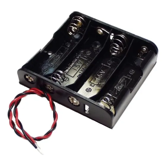 Caja Portapilas 4 X Aa Con Cable Salida 6v