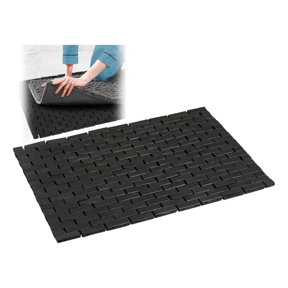Tapete Baño Negro Para Ducha 16 X 24  Ancho Largo Madera Spa