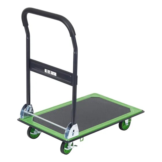 Carrito de carga con plataforma plegable, de hasta 150 kg, colores verde y negro