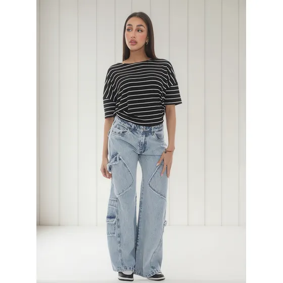 Pantalón Jean Wide Leg Bielorrusia Mujer .