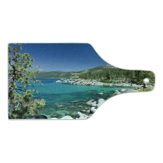 Ambesonne Lago Bosque Tabla Cortar Tahoe Orilla Roca Agua